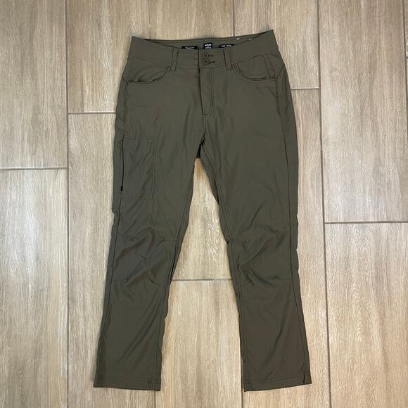 prAna Straight Fit Hiking Pants 8 Short Green Recycled Nylon Stretch Outdoor - Picture 1 of 13